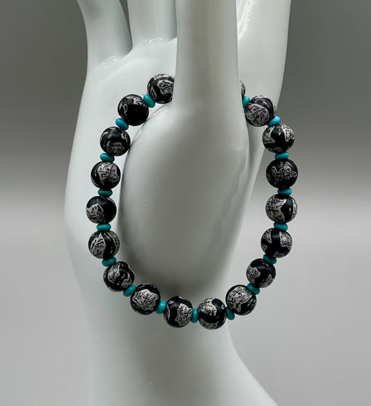 Cozy Clay Bracelet with a Turquoise Accent