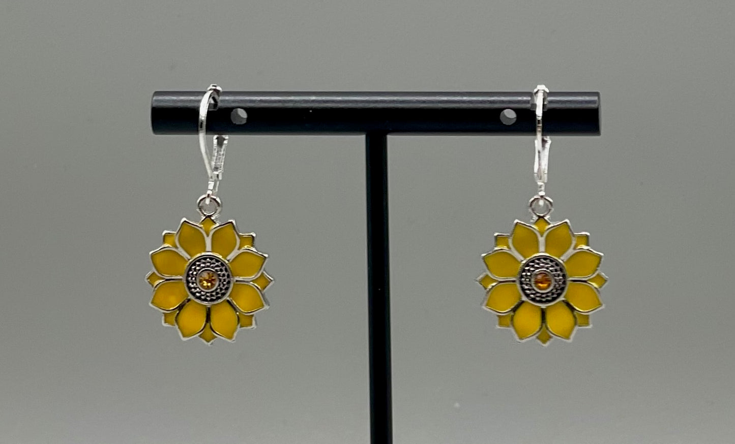 Stand for Ukraine Sunflower Enamel Leverback Earrings