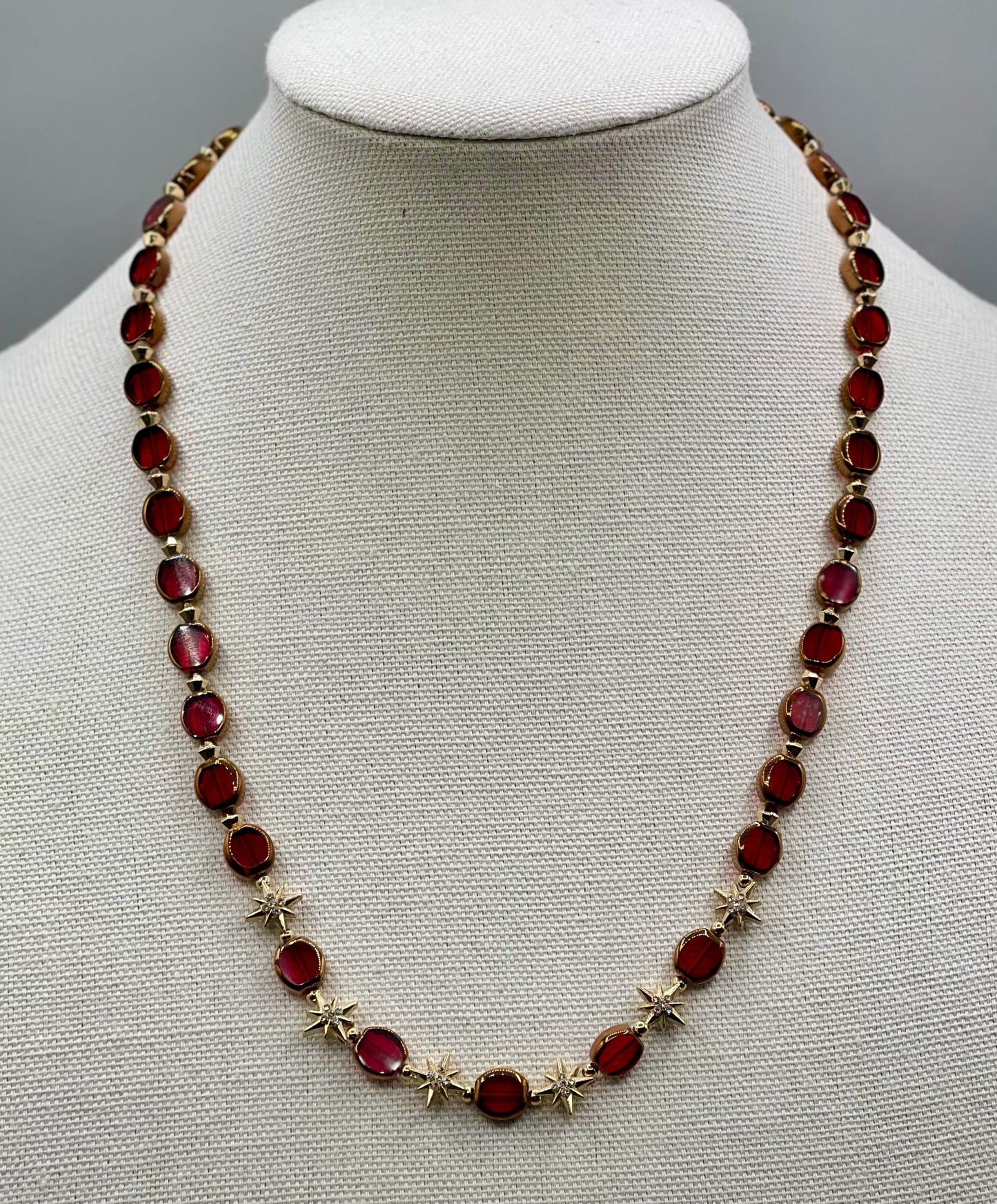 Ruby Red and Twinkling Star Necklace