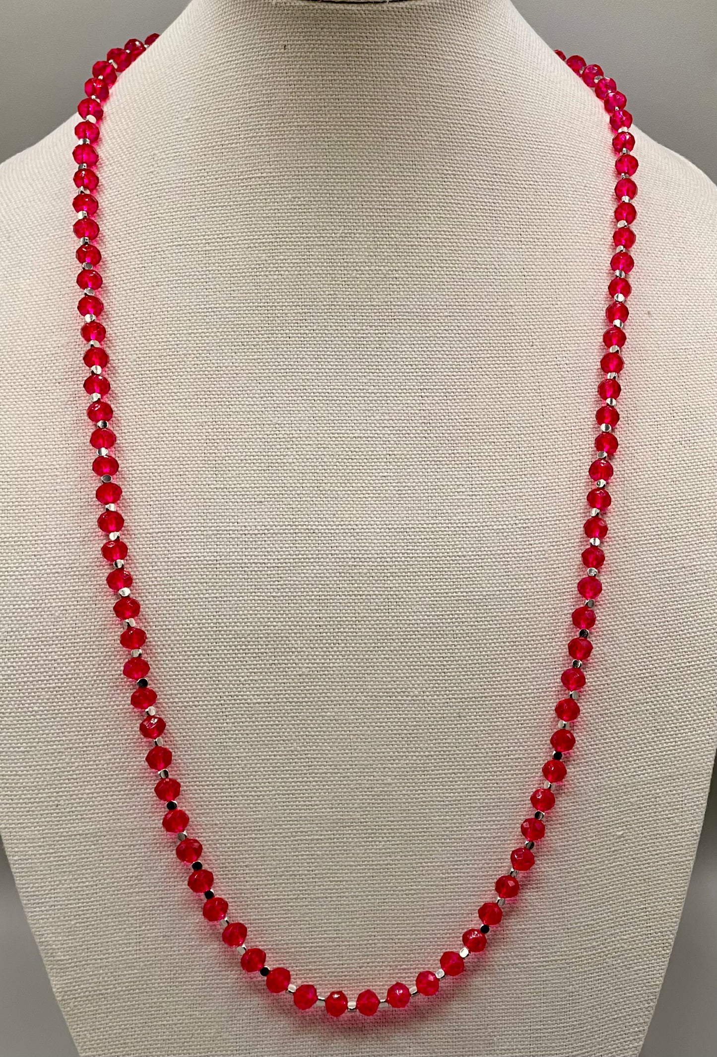 Faceted Fuchsia Opera-Length Necklace