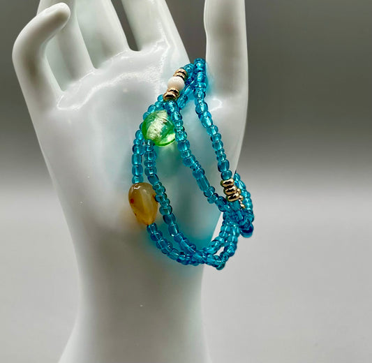 Aqua Seed Bead Bracelet