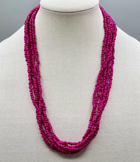 Multi-Strand Czech Glass Seed Beads in Dark Pink