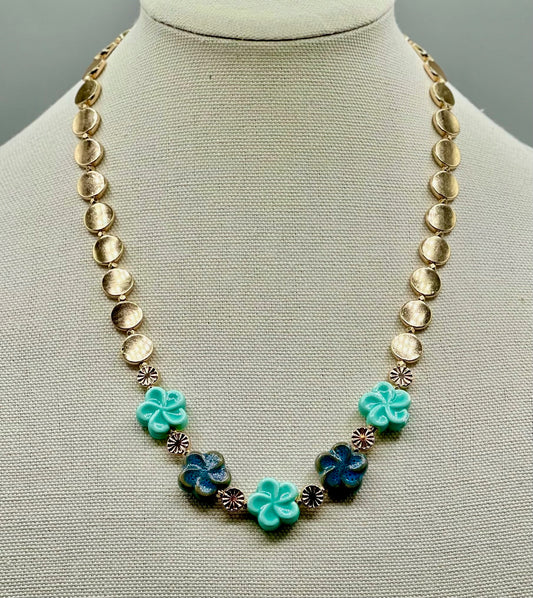 Aqua Mix Ceramic Flower Necklace