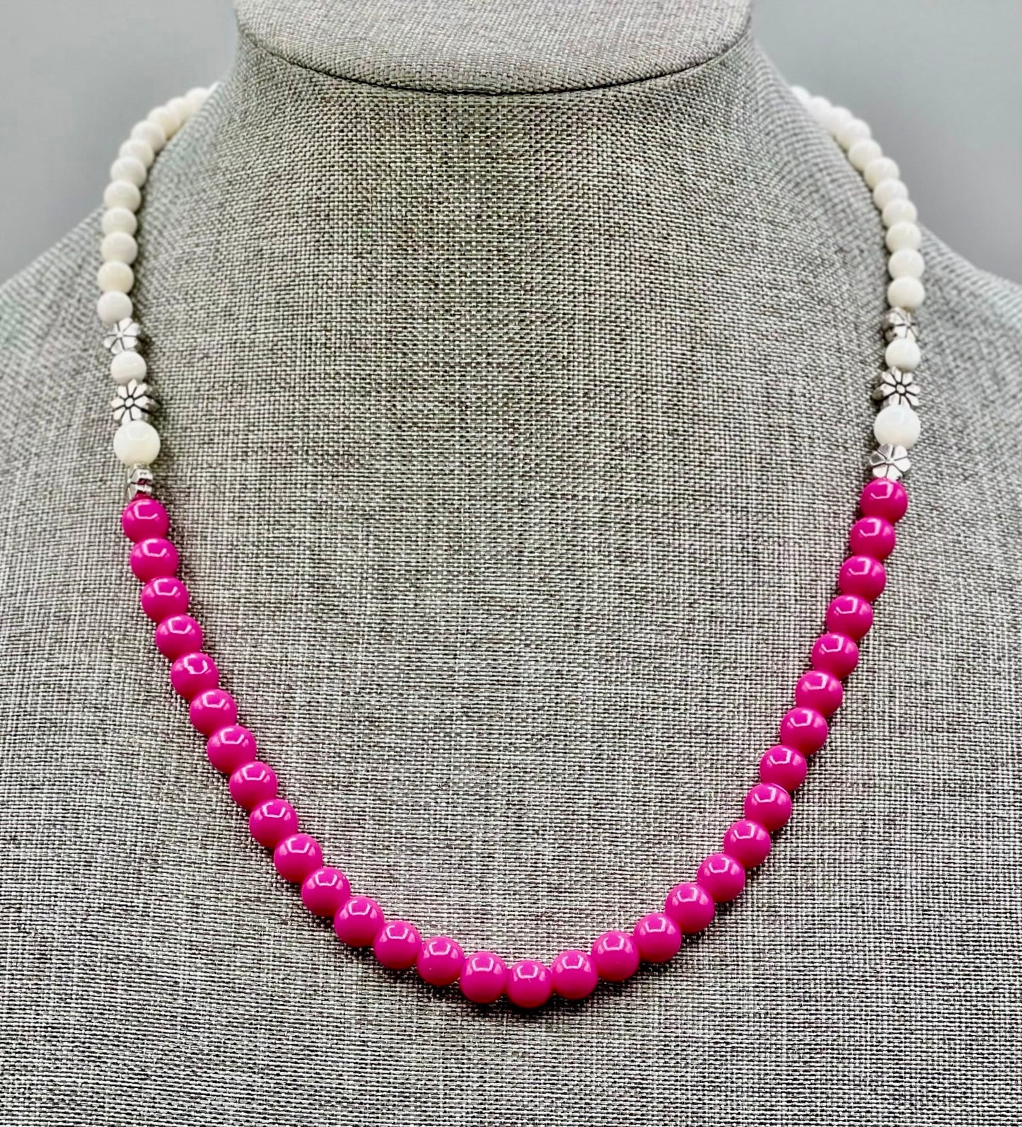 Fuchsia and White Necklace