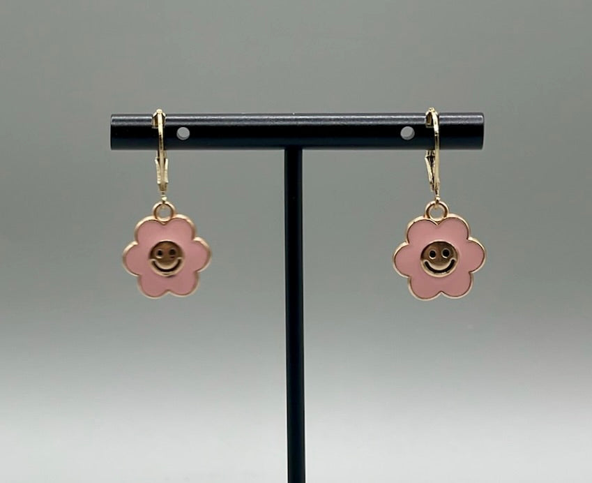 Pink Put on a Happy Face Earrings