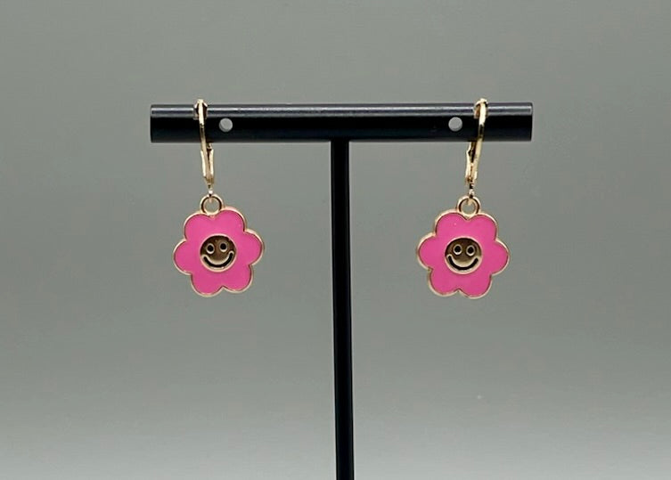 Put on a Happy Face Pink Earrings