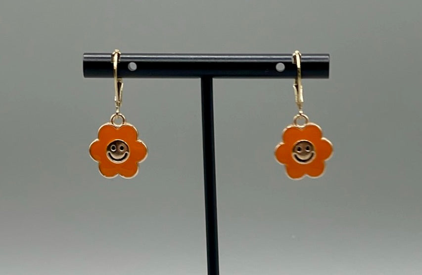 Put on a Happy Face Orange Earrings