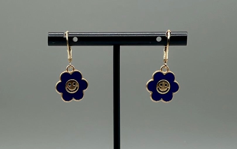 Put on a Happy Face Blue Earrings