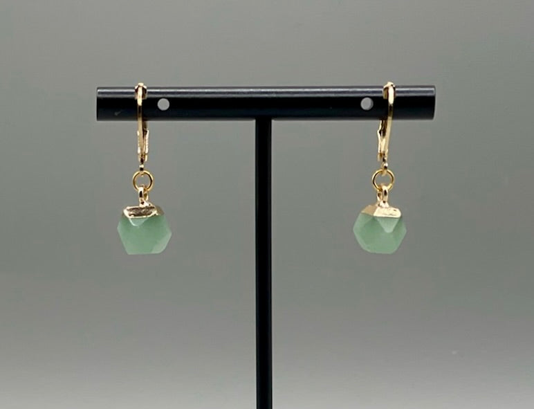 Faceted Green Aventurine Earrings