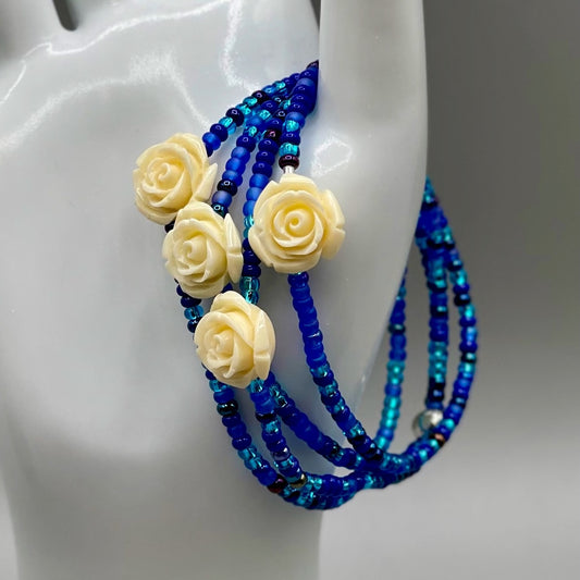 Deep Sea Blue and Rose Bracelet