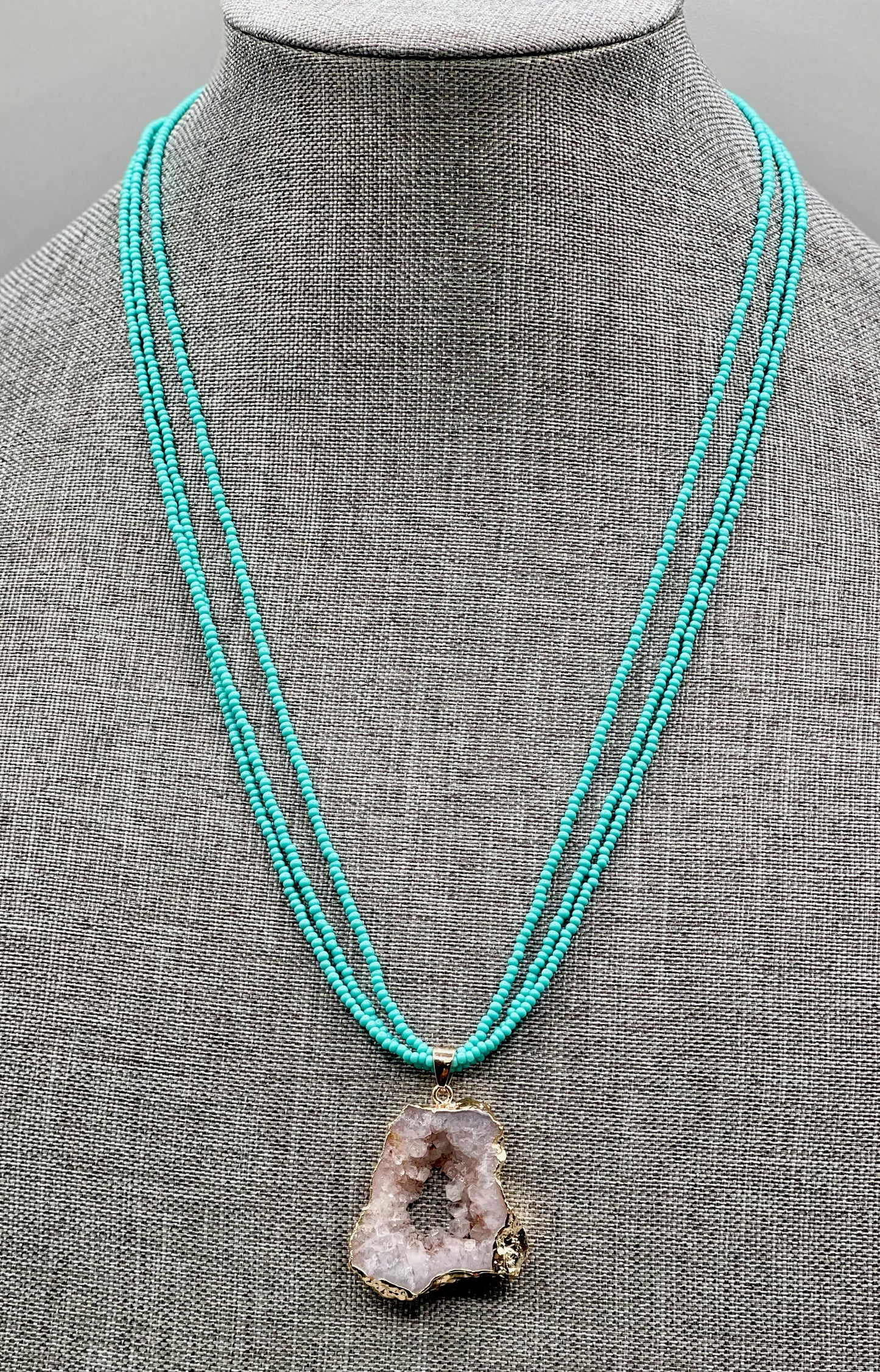 Aqua Matte with a Druzy on Top