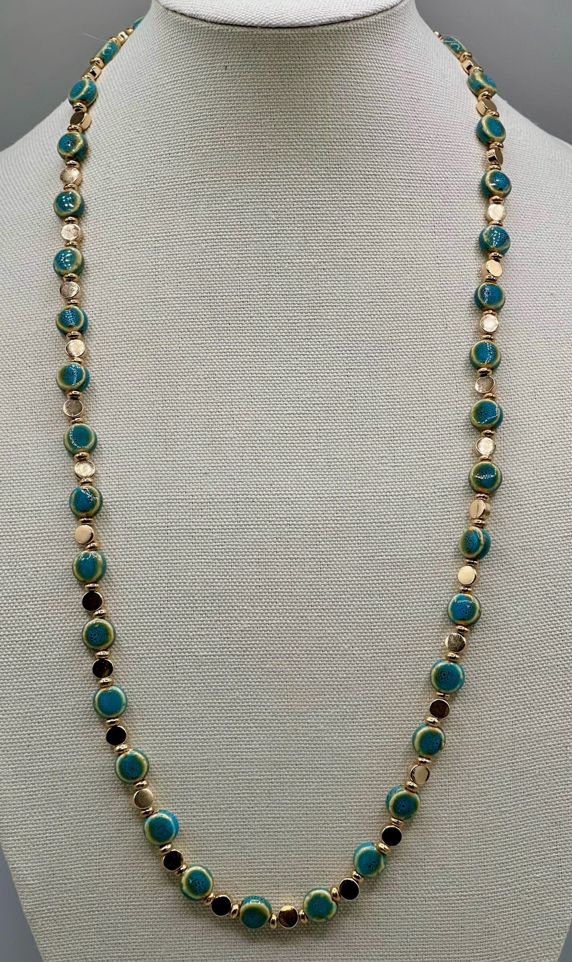Glazed Teal Ceramic Necklace