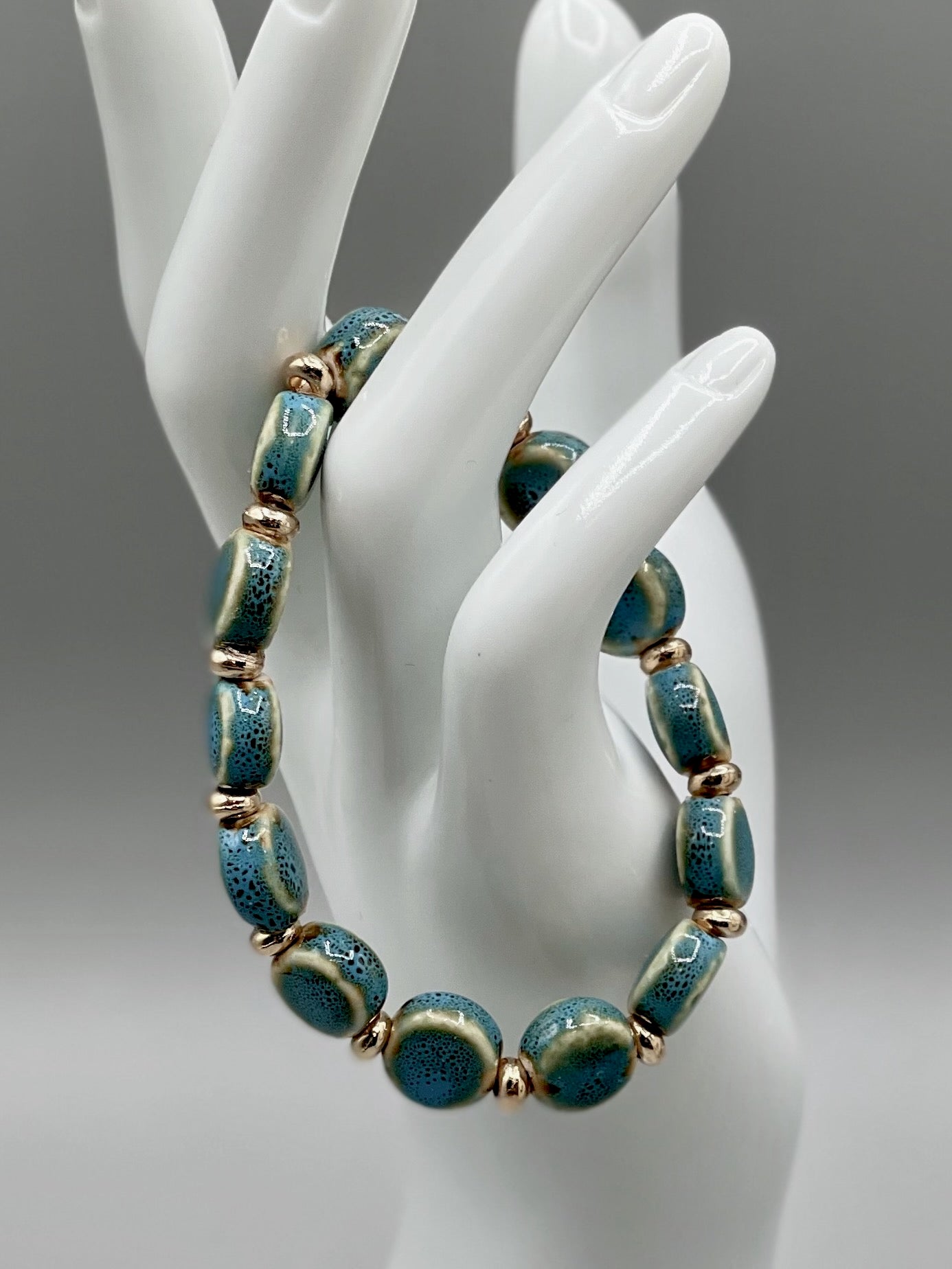 Glazed Teal Ceramic Bracelet