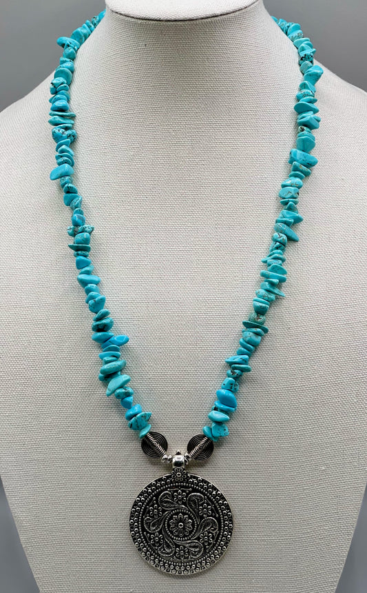 Tantalizing Turquoise with Pewter Pendant