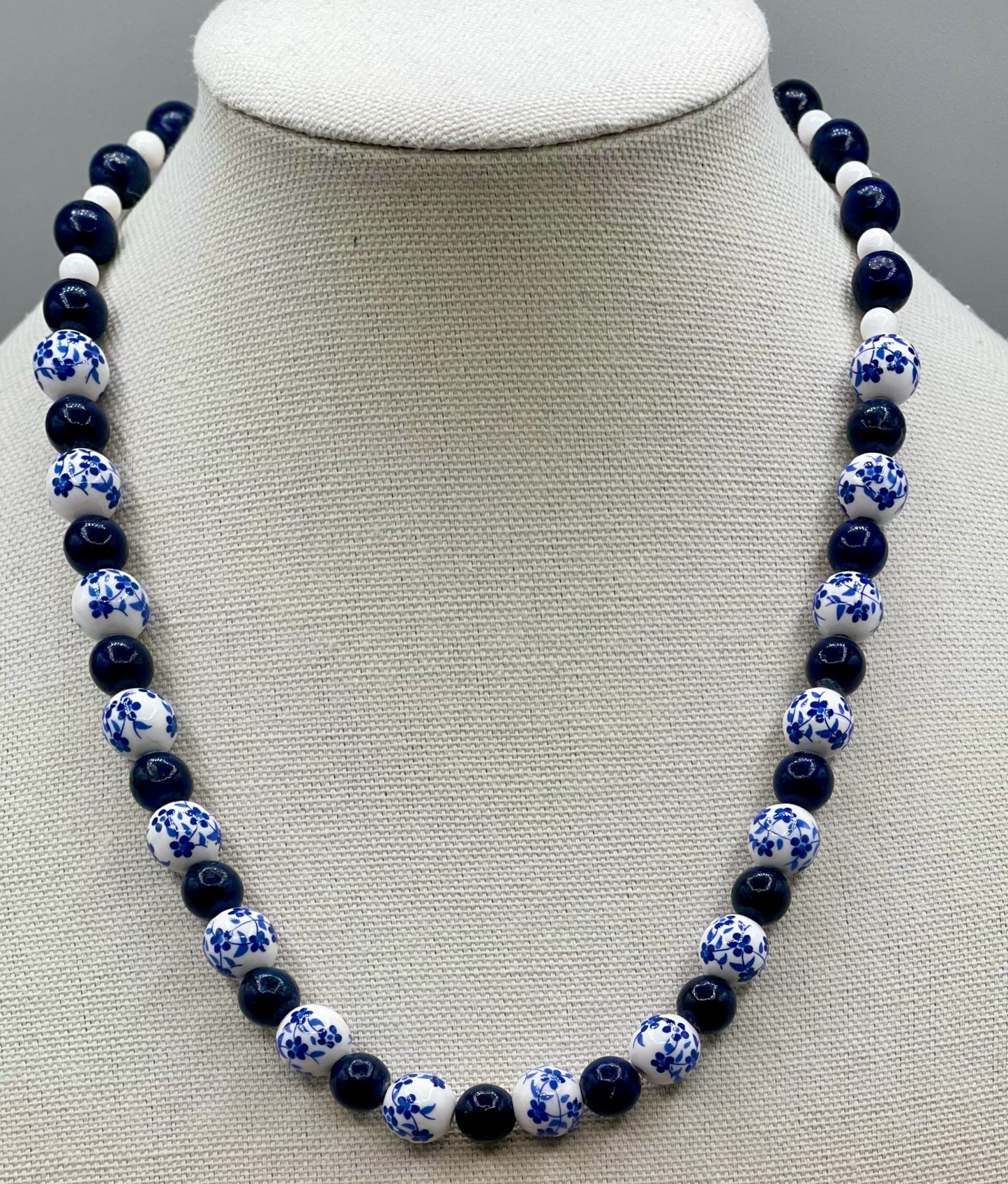 Lapis and Sapphire on White Necklace