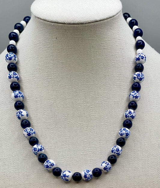 Lapis and Sapphire on White Necklace