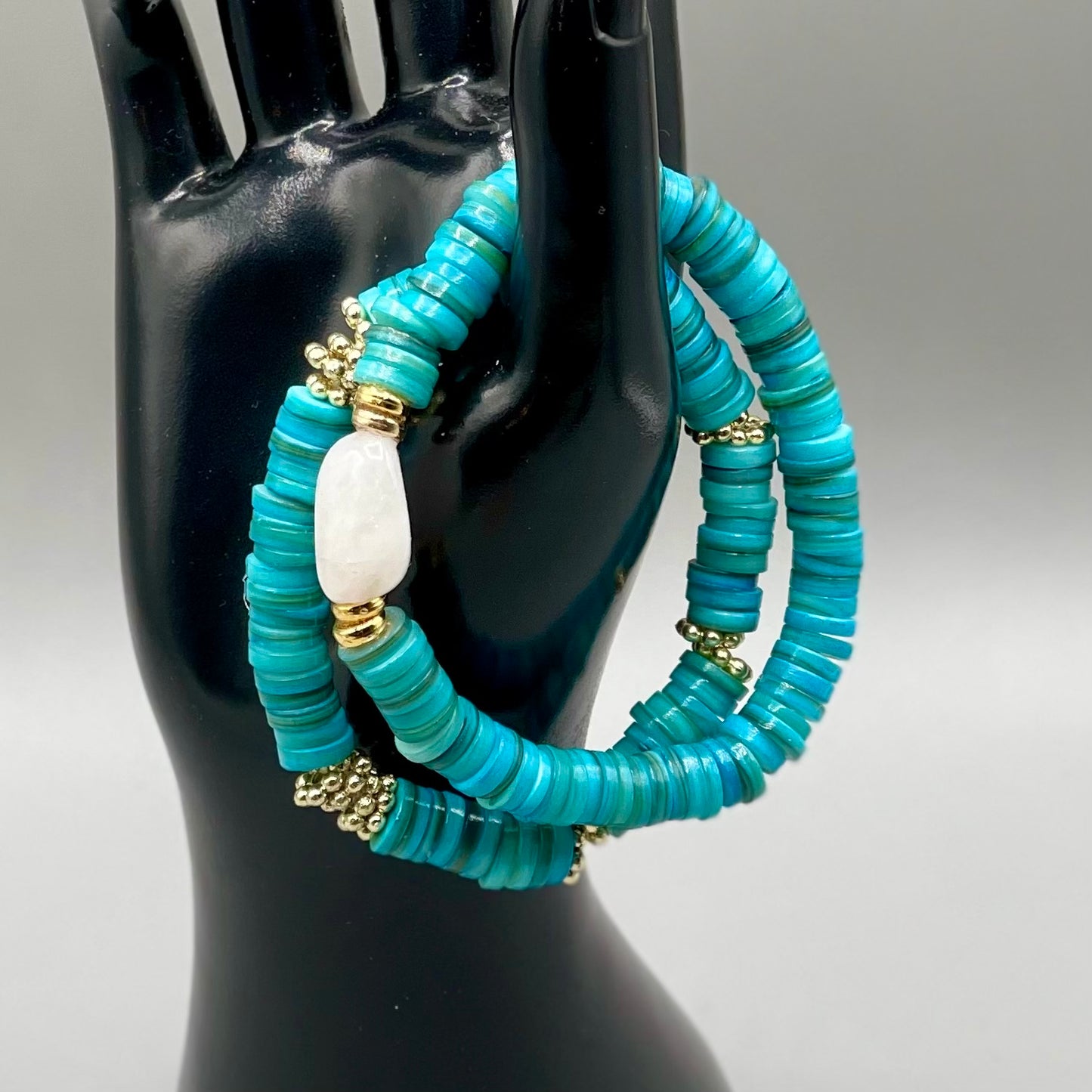 Aqua Heishi Shell Bracelet