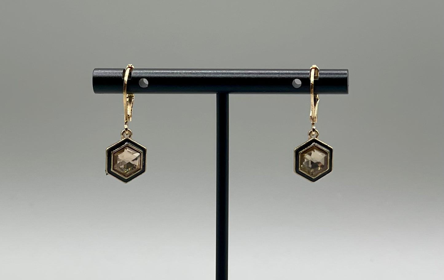 Amber Glass and Enamel Earrings