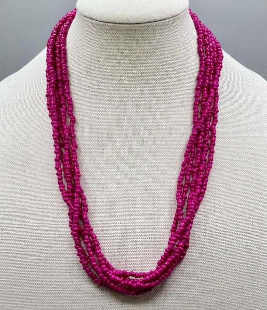 Multi-Strand Czech Glass Seed Beads in Dark Pink