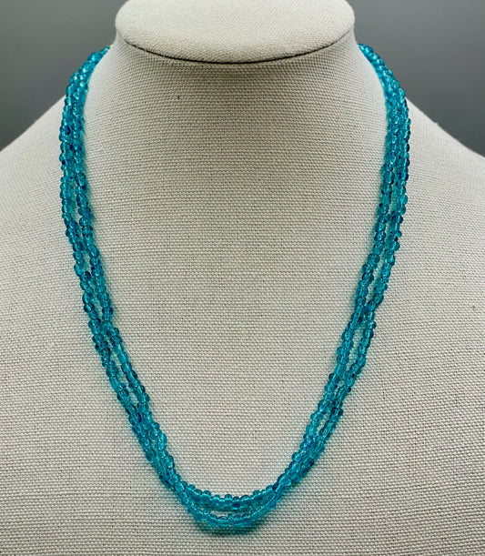 Double Strand of Aqua Czech Glass Seed Beads