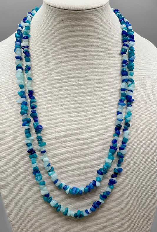 Quartz Rope Necklace in Sea Blue Mix