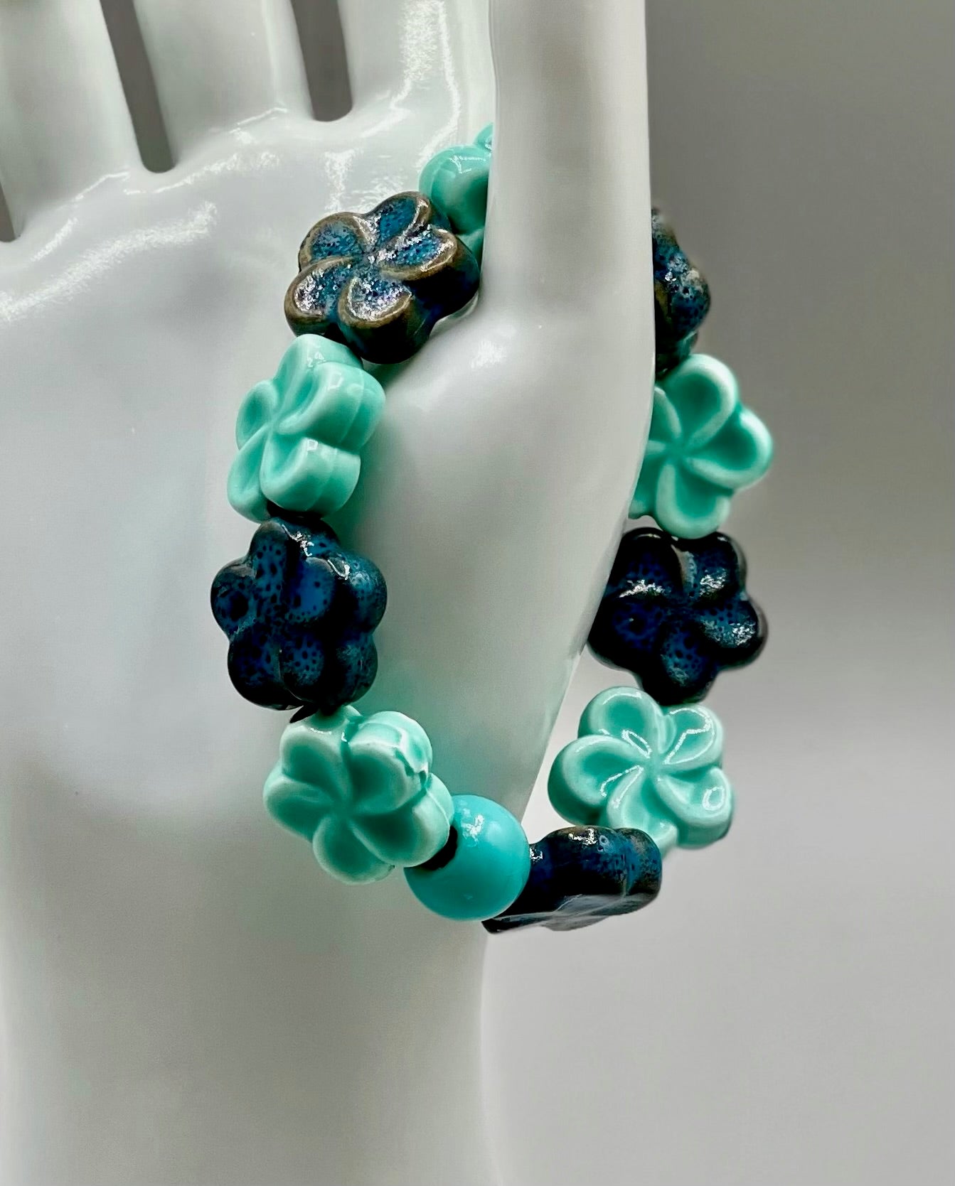 Aqua Mix Ceramic Flowers Bracelet