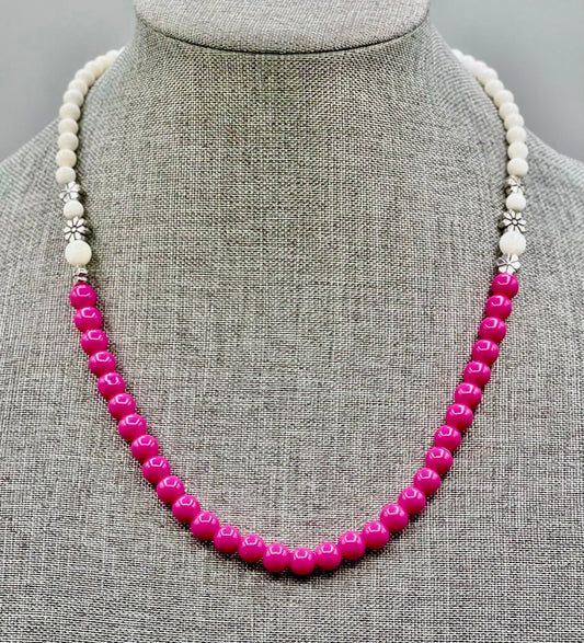 Fuchsia and White Necklace