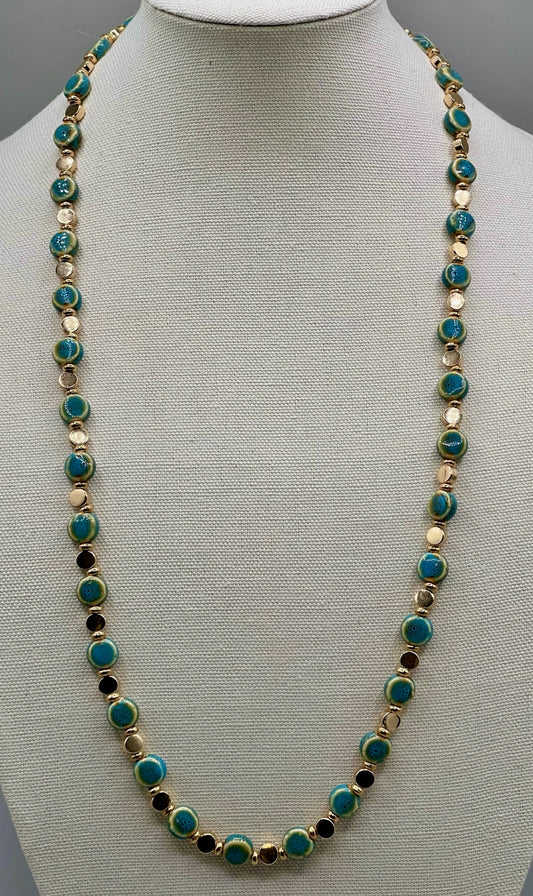 Glazed Teal Ceramic Necklace